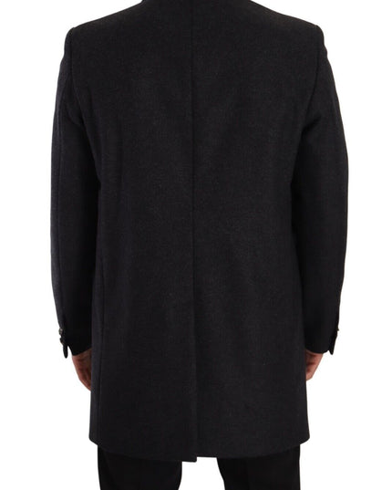 Dolce & Gabbana Dark Gray Wool Over Trench Coat Men Jacket