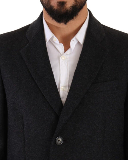 Dolce & Gabbana Dark Gray Wool Over Trench Coat Men Jacket