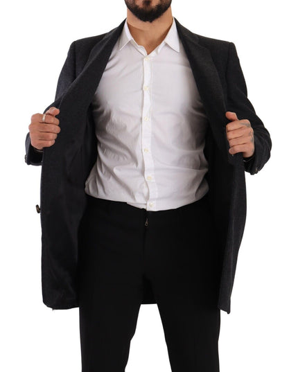 Dolce & Gabbana Dark Gray Wool Over Trench Coat Men Jacket
