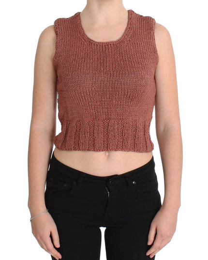 PINK MEMORIES Red Cotton Blend Knitted Sleeveless Sweater