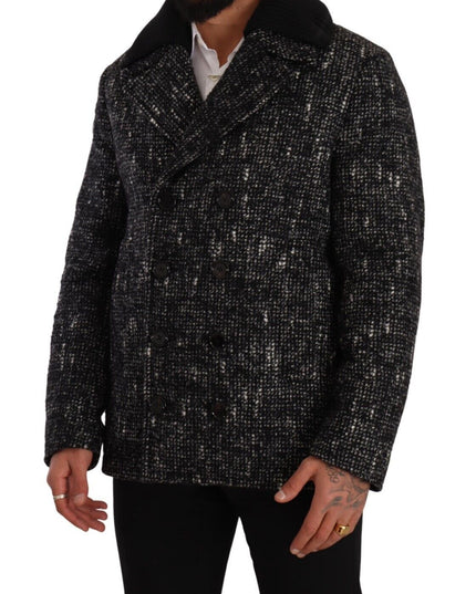 Dolce & Gabbana Black Wool Double Breasted Coat Men Jacket