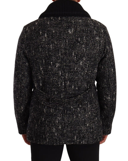 Dolce & Gabbana Black Wool Double Breasted Coat Men Jacket