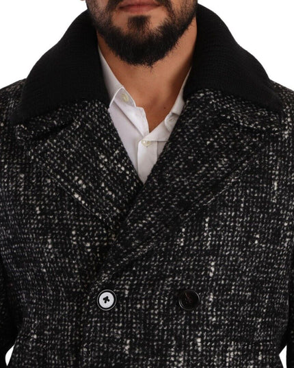 Dolce & Gabbana Black Wool Double Breasted Coat Men Jacket