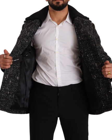Dolce & Gabbana Black Wool Double Breasted Coat Men Jacket