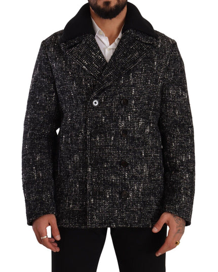 Dolce & Gabbana Black Wool Double Breasted Coat Men Jacket