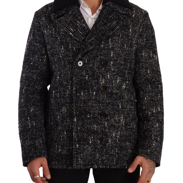 Dolce & Gabbana Black Wool Double Breasted Coat Men Jacket