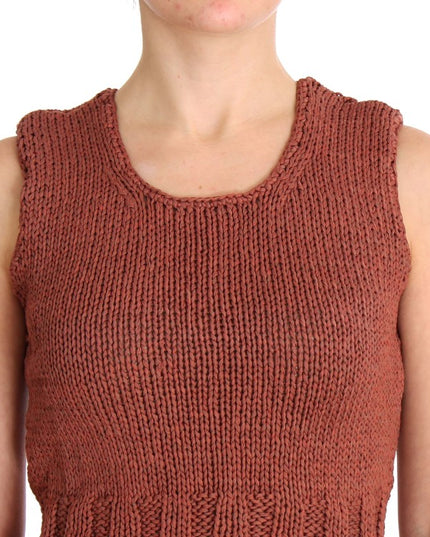 PINK MEMORIES Red Cotton Blend Knitted Sleeveless Sweater