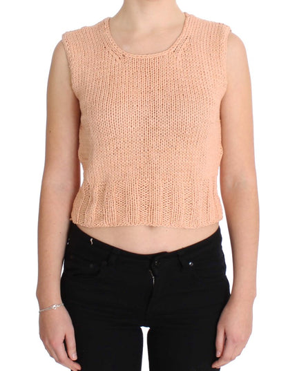 PINK MEMORIES Pink Cotton Blend Knitted Sleeveless Sweater