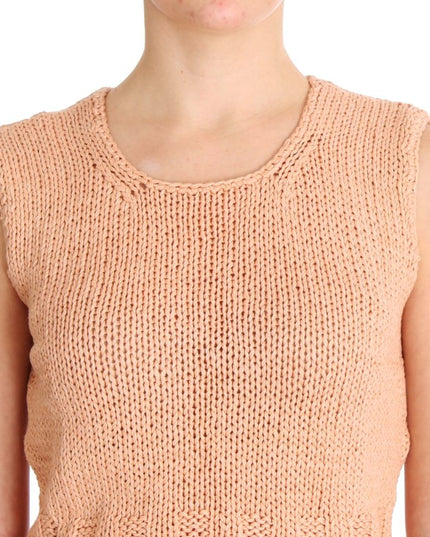 PINK MEMORIES Pink Cotton Blend Knitted Sleeveless Sweater