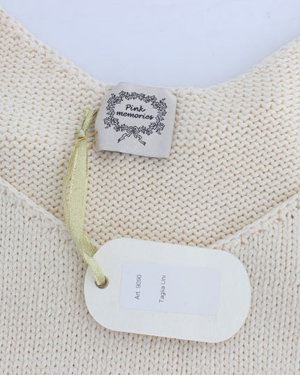 PINK MEMORIES Beige Cotton Blend Knitted Sleeveless Sweater