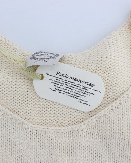 PINK MEMORIES Beige Cotton Blend Knitted Sleeveless Sweater