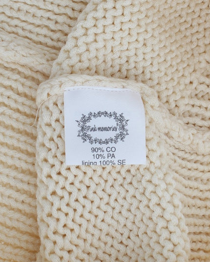 PINK MEMORIES Beige Cotton Blend Knitted Sleeveless Sweater