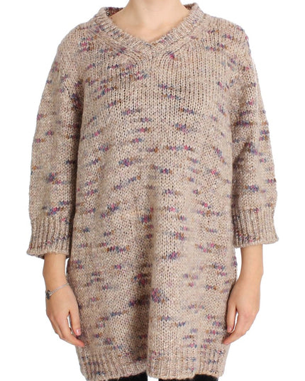 PINK MEMORIES Beige Wool Blend Knitted Oversize Sweater