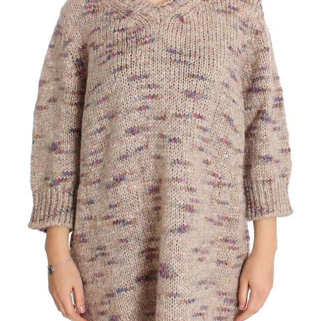 PINK MEMORIES Beige Wool Blend Knitted Oversize Sweater