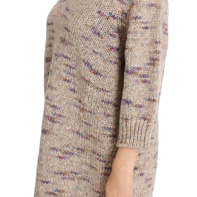 PINK MEMORIES Beige Wool Blend Knitted Oversize Sweater
