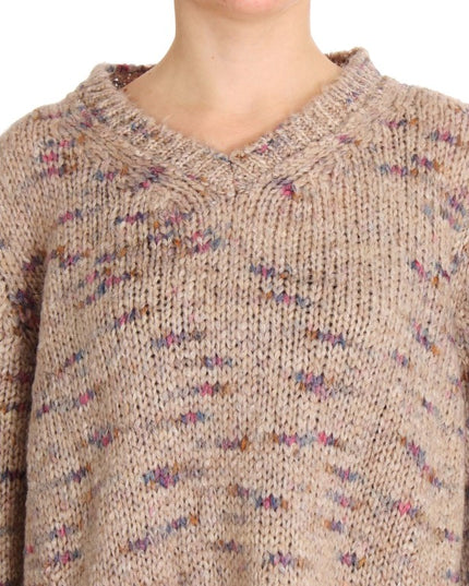 PINK MEMORIES Beige Wool Blend Knitted Oversize Sweater