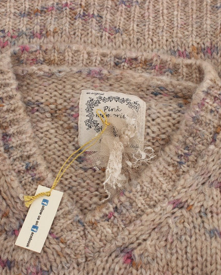 PINK MEMORIES Beige Wool Blend Knitted Oversize Sweater