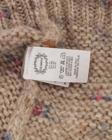 PINK MEMORIES Beige Wool Blend Knitted Oversize Sweater