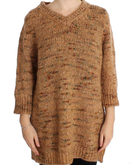 PINK MEMORIES Brown Wool Blend Knitted Oversize Sweater
