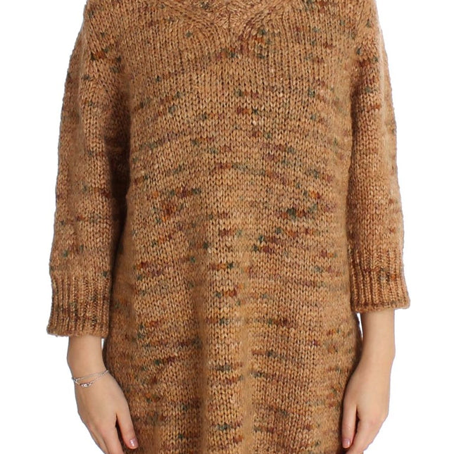PINK MEMORIES Brown Wool Blend Knitted Oversize Sweater