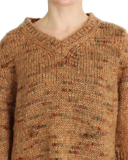 PINK MEMORIES Brown Wool Blend Knitted Oversize Sweater