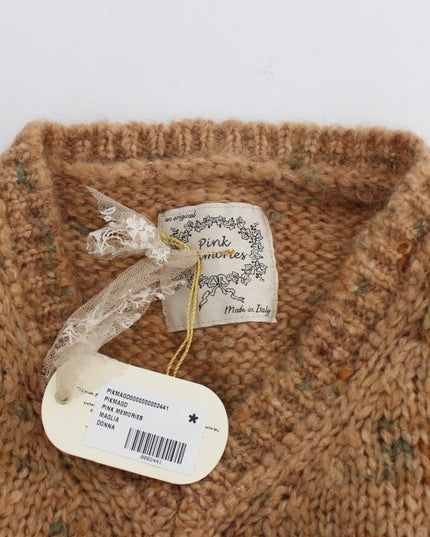 PINK MEMORIES Brown Wool Blend Knitted Oversize Sweater