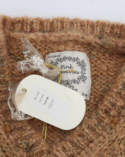 PINK MEMORIES Brown Wool Blend Knitted Oversize Sweater
