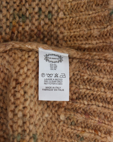 PINK MEMORIES Brown Wool Blend Knitted Oversize Sweater