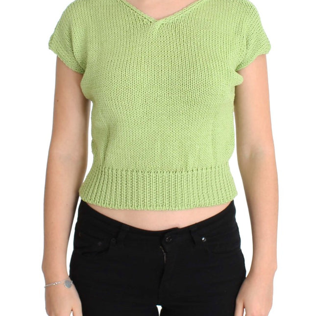 PINK MEMORIES Green Cotton Blend Knitted Sweater