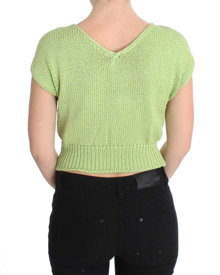 PINK MEMORIES Green Cotton Blend Knitted Sweater