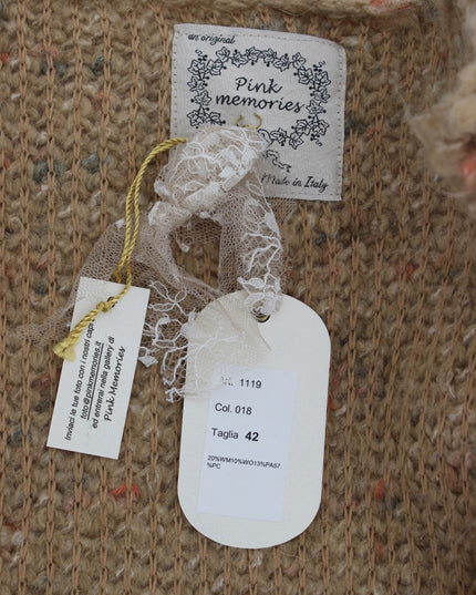 PINK MEMORIES Beige Wool Blend Cape Sweater