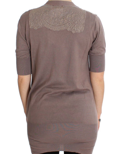 PINK MEMORIES Purple Lace Cotton Cardigan Sweater