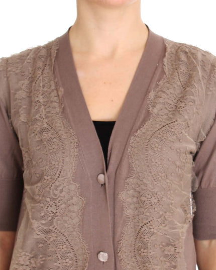 PINK MEMORIES Purple Lace Cotton Cardigan Sweater