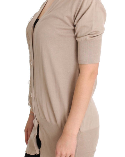 PINK MEMORIES Pink Lace Cotton Cardigan Sweater