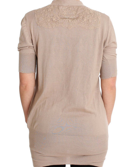 PINK MEMORIES Pink Lace Cotton Cardigan Sweater