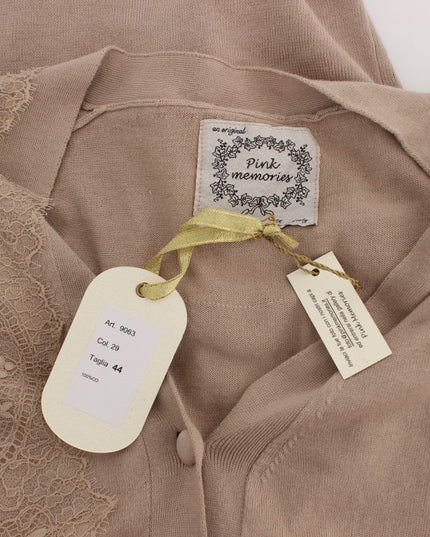 PINK MEMORIES Pink Lace Cotton Cardigan Sweater