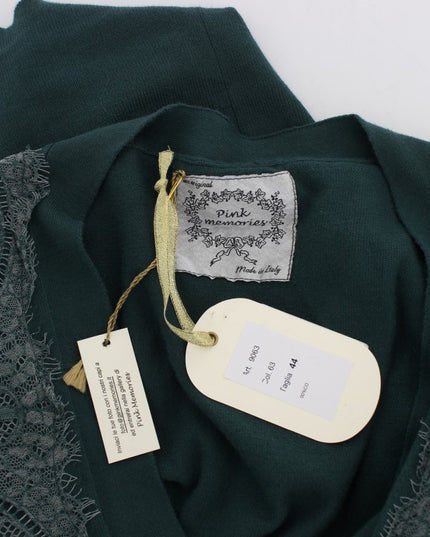 PINK MEMORIES Green Lace Cotton Cardigan Sweater
