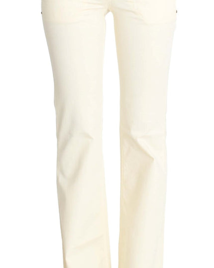 Costume National White Cotton Stretch Flare Jeans