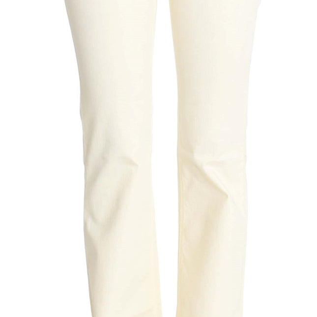 Costume National White Cotton Stretch Flare Jeans