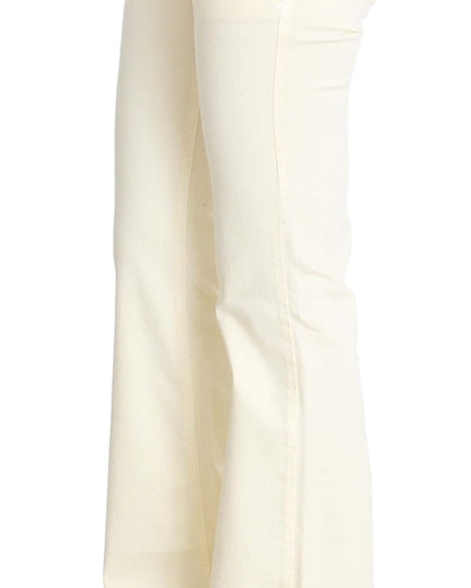 Costume National White Cotton Stretch Flare Jeans