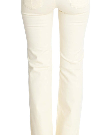 Costume National White Cotton Stretch Flare Jeans