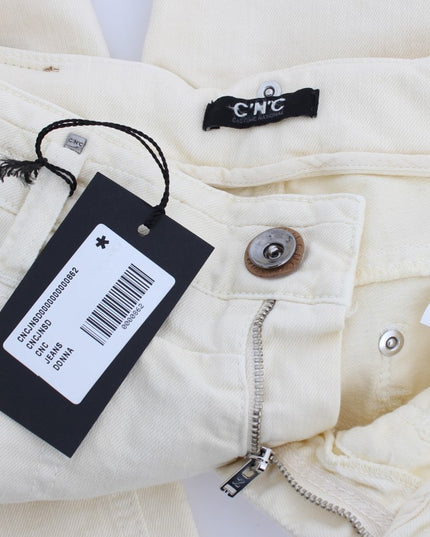 Costume National White Cotton Stretch Flare Jeans