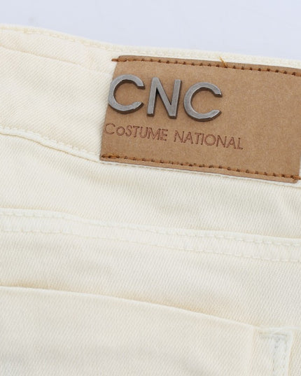 Costume National White Cotton Stretch Flare Jeans