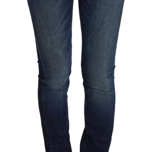Costume National Blue Wash Cotton Slim Fit Skinny Jeans