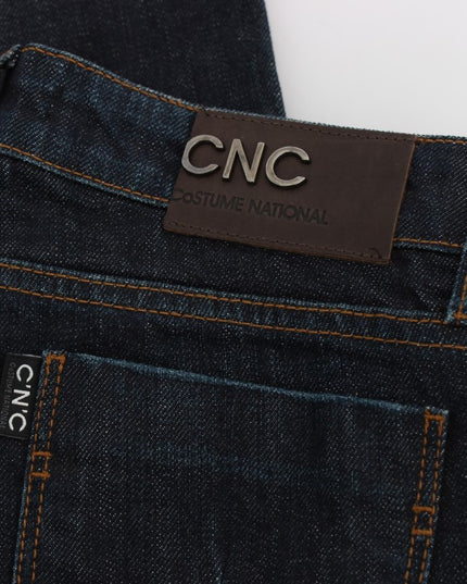 Costume National Blue Cotton Stretch Slim Fit Jeans
