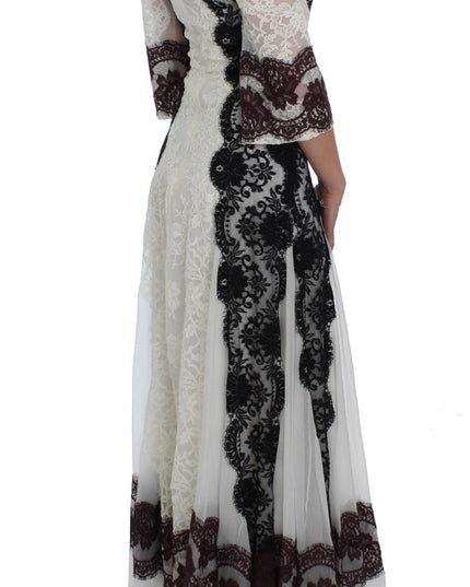 Dolce & Gabbana White Floral Lace Full Length Gown Dress