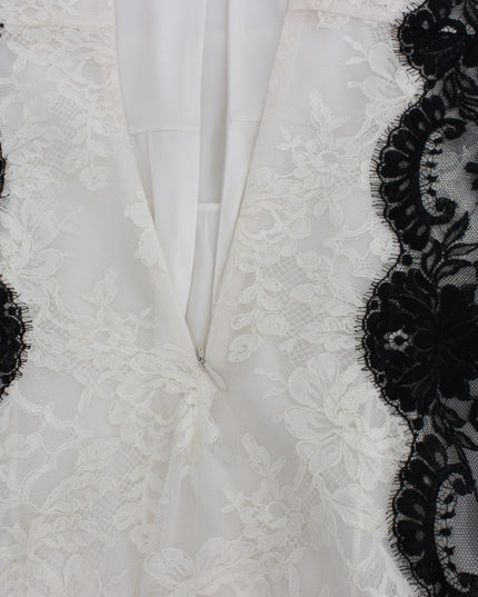 Dolce & Gabbana White Floral Lace Full Length Gown Dress