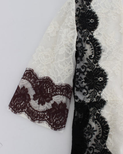 Dolce & Gabbana White Floral Lace Full Length Gown Dress