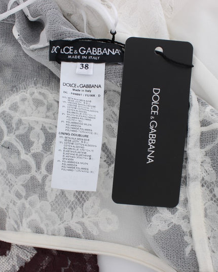 Dolce & Gabbana White Floral Lace Full Length Gown Dress