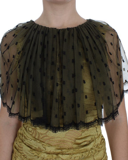 Dolce & Gabbana Yellow Black Floral Lace Ricamo Gown Dress